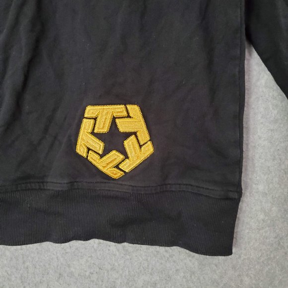 VINTAGE Tribal Gear Men Sweatshirt Large Black Hoodie Logo Embroidered Full Zip - Picture 7 of 13